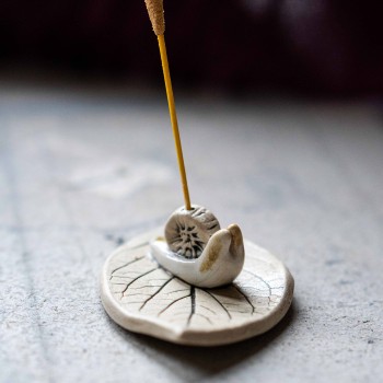 Snail on leaf incense holder