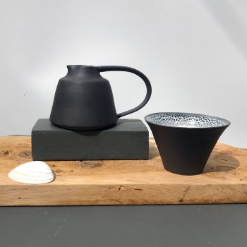 espresso jug black 1 and black bowl grp
